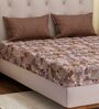 Maroon Floral 120 TC Cotton Double Size Bedsheet With 2 Pillow Covers