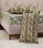 Grey Floral 120 TC Cotton Double Size Bedsheet With 2 Pillow Covers