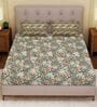 Grey Floral 120 TC Cotton Double Size Bedsheet With 2 Pillow Covers