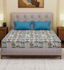 Blue Floral 120 TC Cotton Double Size Bedsheet With 2 Pillow Covers
