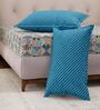 Blue Floral 120 TC Cotton Double Size Bedsheet With 2 Pillow Covers
