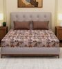 Maroon Floral 120 TC Cotton Double Size Bedsheet With 2 Pillow Covers