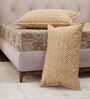 Brown Geometric 120 TC Cotton Double Size Bedsheet With 2 Pillow Covers