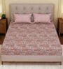 Pink Geometric 120 TC Cotton Double Size Bedsheet With 2 Pillow Covers