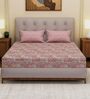 Pink Geometric 120 TC Cotton Double Size Bedsheet With 2 Pillow Covers