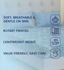 Blue Geometric 120 TC Cotton Double Size Bedsheet With 2 Pillow Covers