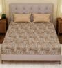 Brown Geometric 120 TC Cotton Double Size Bedsheet With 2 Pillow Covers