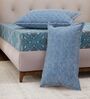 Blue Geometric 120 TC Cotton Double Size Bedsheet With 2 Pillow Covers