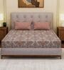 Grey Geometric 120 TC Cotton Double Size Bedsheet With 2 Pillow Covers