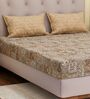 Brown Geometric 120 TC Cotton Double Size Bedsheet With 2 Pillow Covers