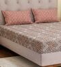 Grey Geometric 120 TC Cotton Double Size Bedsheet With 2 Pillow Covers
