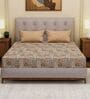 Brown Geometric 120 TC Cotton Double Size Bedsheet With 2 Pillow Covers