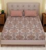 Grey Geometric 120 TC Cotton Double Size Bedsheet With 2 Pillow Covers