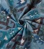 Blue Geometric 120 TC Cotton Double Size Bedsheet With 2 Pillow Covers