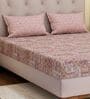Pink Geometric 120 TC Cotton Double Size Bedsheet With 2 Pillow Covers