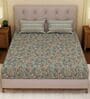 Blue Leaf 120 TC Cotton Double Size Bedsheet With 2 Pillow Covers