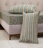 Blue Leaf 120 TC Cotton Double Size Bedsheet With 2 Pillow Covers