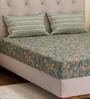 Blue Leaf 120 TC Cotton Double Size Bedsheet With 2 Pillow Covers