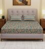 Blue Leaf 120 TC Cotton Double Size Bedsheet With 2 Pillow Covers