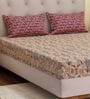 Red Paisley 120 TC Cotton Double Size Bedsheet With 2 Pillow Covers