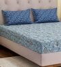 Blue Paisley 120 TC Cotton Double Size Bedsheet With 2 Pillow Covers