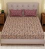 Red Paisley 120 TC Cotton Double Size Bedsheet With 2 Pillow Covers