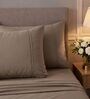 Mocha 400TC  Solid Embroidery Superking Bedsheet with 2 Pillow Covers