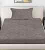 Mocha Ethnic 300 TC Cotton Blend Embossed Single Bedsheet with 1 Pillow Cover