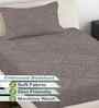 Mocha Ethnic 300 TC Cotton Blend Embossed Single Bedsheet with 1 Pillow Cover