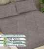 Mocha Ethnic 300 TC Cotton Blend King Size Fitted Embossed Double Bedsheet with 2 Pillow Covers
