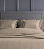 Mocha Geometric 300TC Cotton Super King Sized Double Bedsheet with 2 piping Pillow Covers