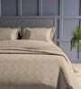 Mocha Geometric 300TC Cotton Super King Sized Double Bedsheet with 2 piping Pillow Covers