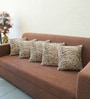 Mocha Polyester Abstract 18x18 inches Cushion Covers Set of 5