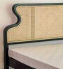 Mod Teak Wood & Wicker King Size Bed in Black Finish