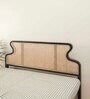 Mod Teak Wood & Wicker King Size Bed in Black Finish