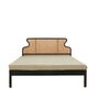 Mod Teak Wood & Wicker King Size Bed in Black Finish
