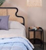 Mod Teak Wood & Wicker Queen Size Bed in Black Finish