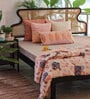 Mod Teak Wood & Wicker Queen Size Bed in Black Finish