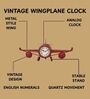 Model Clock Vintage Wingplane Red Decorative Clock