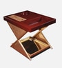 Model J Mini Home Foldable Bar Table In Burgundy & Gold Lattice Finish