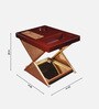 Model J Mini Home Foldable Bar Table In Burgundy & Gold Lattice Finish