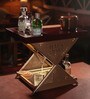 Model J Mini Home Foldable Bar Table In Burgundy & Gold Lattice Finish