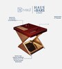 Model J Mini Home Foldable Bar Table In Burgundy & Gold Lattice Finish