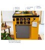 Model X Home Bar Cabine With Built in 30L Fridge & Wheels in Black & Yellow Finish