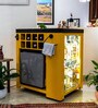 Model X Home Bar Cabine With Built in 30L Fridge & Wheels in Black & Yellow Finish