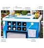 Model X Home Bar Cabine With Built in 30L Fridge & Wheels in Blue & White Finish