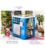 Model X Home Bar Cabine With Built in 30L Fridge & Wheels in Blue & White Finish