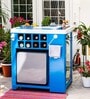 Model X Home Bar Cabine With Built in 30L Fridge & Wheels in Blue & White Finish