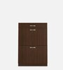 Modena Twin Pull-down Shoe Rack with Drawer in Coffee Walnut Finish