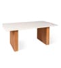 Modena White Baswara Marble Top 6 Seater Dining Set In Natural Finish